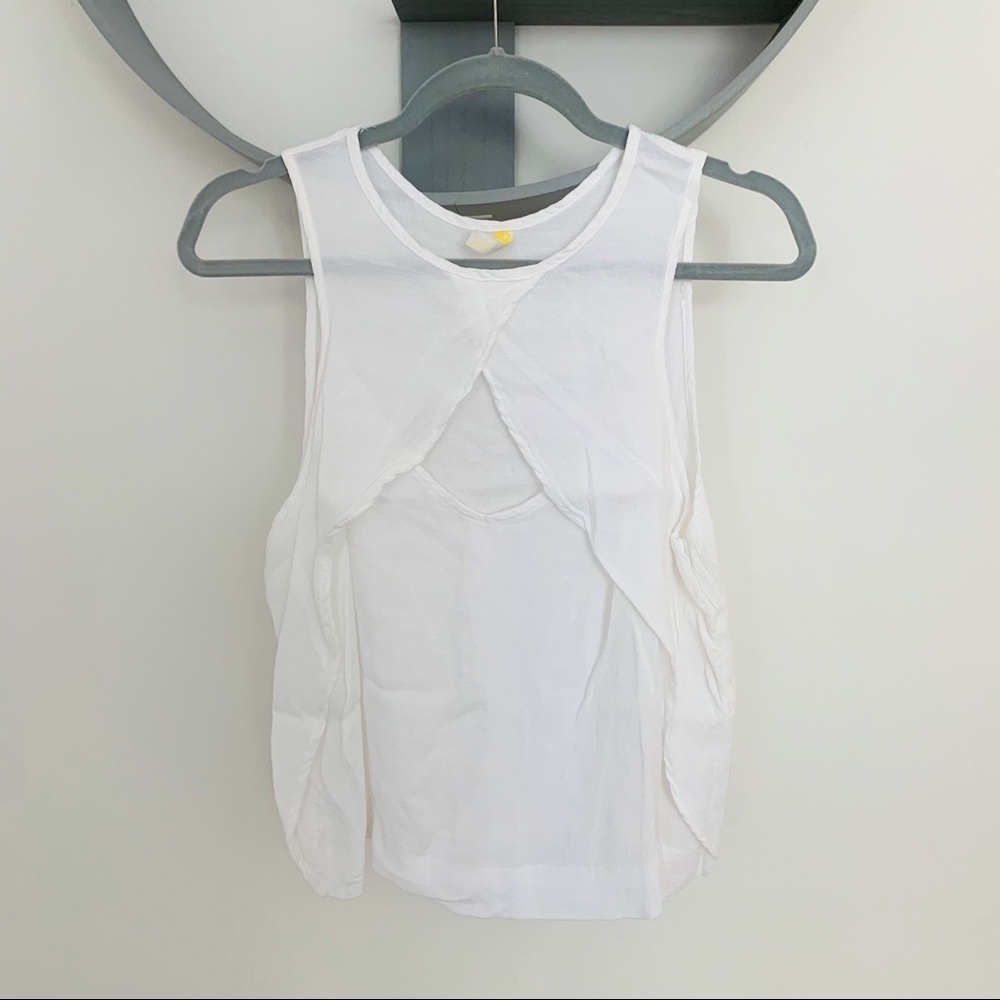 FREE PEOPLE | white cross peep tank